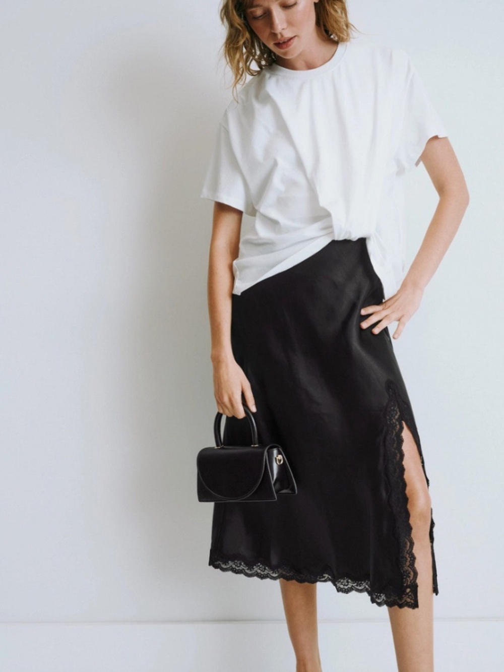 LOVE STORIES  Ann T-Shirt Dress Black White mixed media